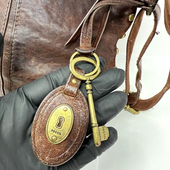 Fossil Purse Brown Leather Studded Should Bag Vintage Retro Western Country Boho - Picture 5 of 15